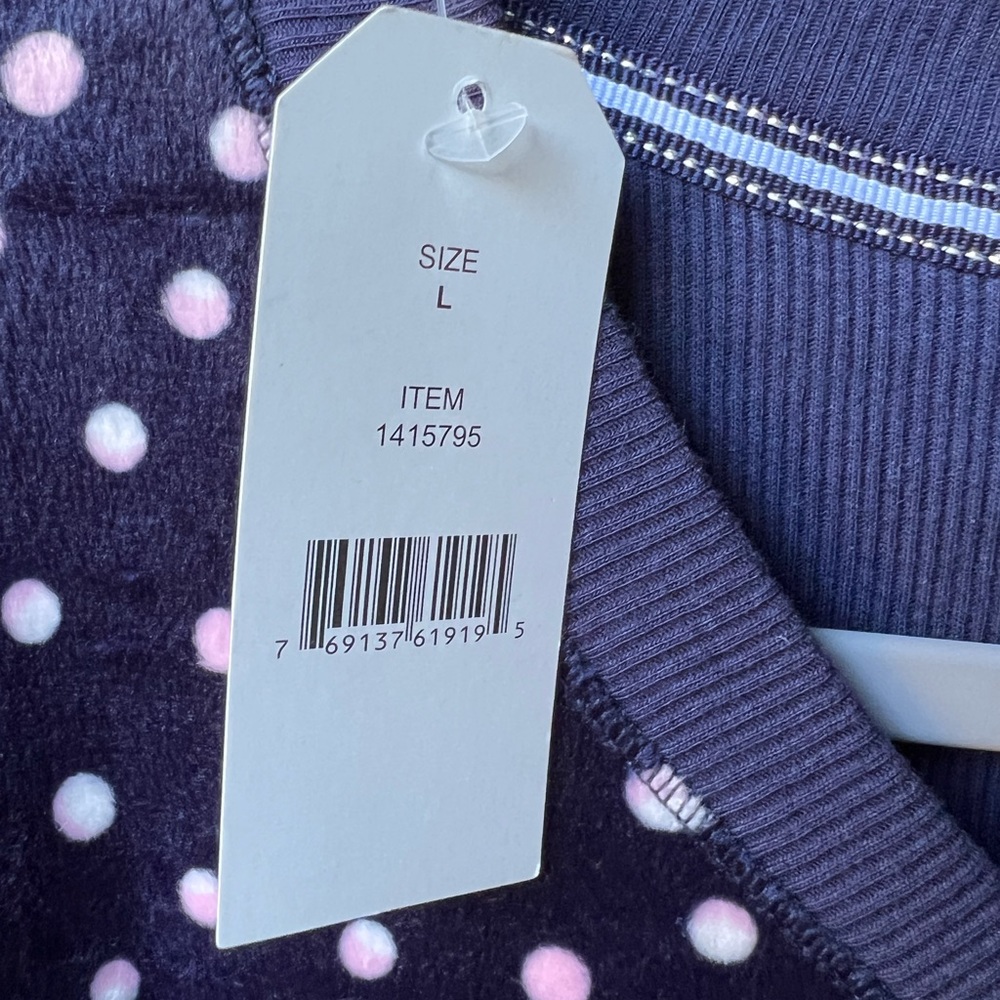 Nautica Two Piece Blue Pink Polka Dots Cozy Velour PJ Sleepwear Set Fall Winter - Picture 8 of 16